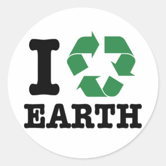 Sticker Rond Je recycle la Terre