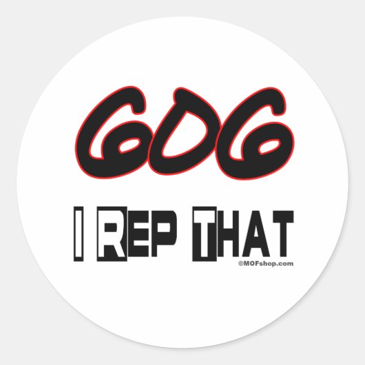 Sticker Rond Je Représente Le Code Régional 606 (Devant)