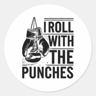 Sticker Rond Je roule avec les coups Boxeur Sports Force Athl