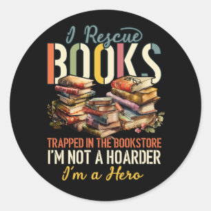 Sticker Rond Je Secourt Le Livre Enfermé Dans La Librairie I_m