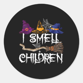 Sticker Rond Je Sens Des Enfants Sorcières Halloween Py