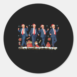 Sticker Rond Je serai à la maison pour Noël Père Noël Trump Dan