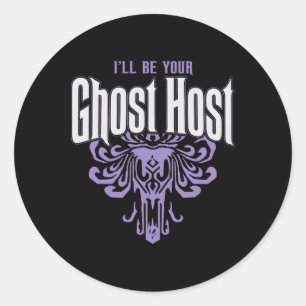 Sticker Rond Je serai votre hôte fantôme Haunted Halloween Part