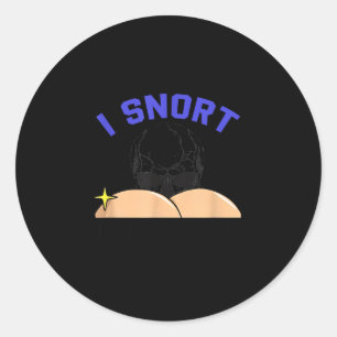Sticker Rond Je snorte squelette de crack drôle de crâne fesses