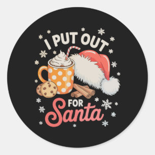 Sticker Rond Je sors pour le Père Noël des biscuits et du choco