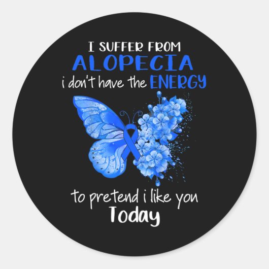 Sticker Rond Je Souffre De L'Alopécie Sensibilisation Papillon (Devant)