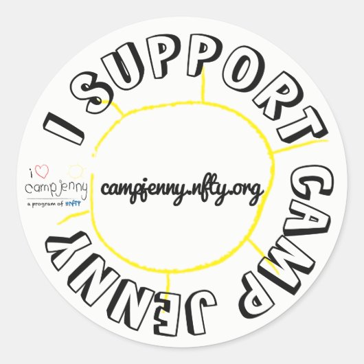 Sticker Rond Je soutiens CJ Cercle Blanc (Devant)