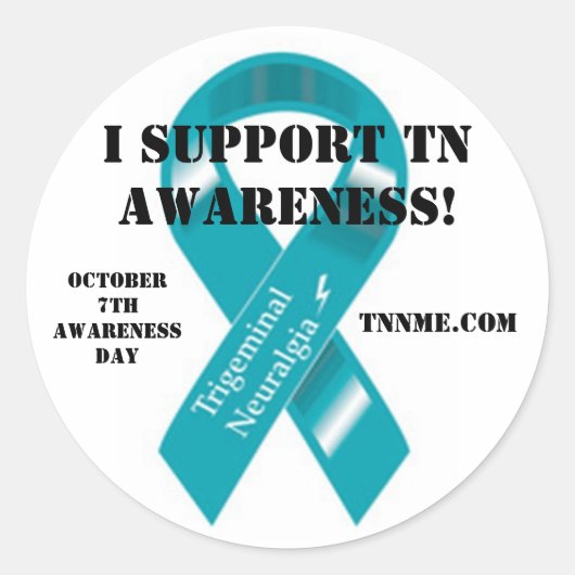 Sticker Rond Je soutiens l'autocollant de sensibilisation tn (Devant)