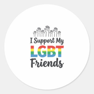 Sticker Rond Je soutiens mes amis LGBT Vectoriel de Fierté Arc-