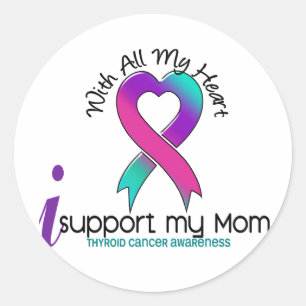Sticker Rond Je soutiens mon cancer de la thyroïde de maman
