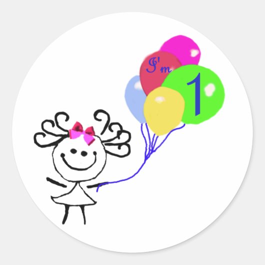 Sticker Rond Je suis 1 bâton (Devant)