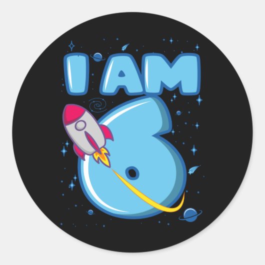 Sticker Rond JE SUIS ÂGÉ DE 6 ANS 6 Ans 6 Anniversaire Boy Spac (Devant)