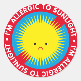 Sticker Rond Je suis allergique au soleil ! Allergie solaire