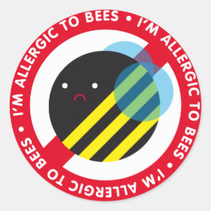 Sticker Rond Je suis allergique aux abeilles !