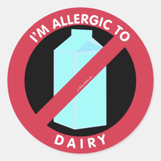 Sticker Rond Je suis Allergique aux aliments laitiers Symbole d (Devant)