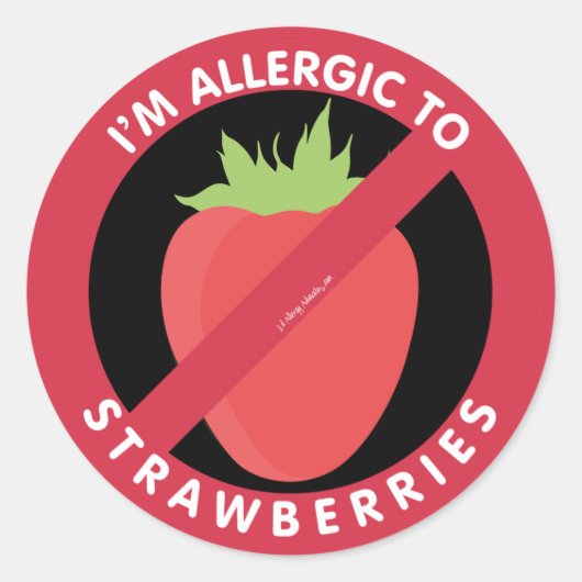 Sticker Rond Je suis Allergique aux fraises Symbole d'allergie  (Devant)