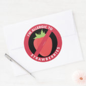 Sticker Rond Je suis Allergique aux fraises Symbole d'allergie  (Enveloppe)