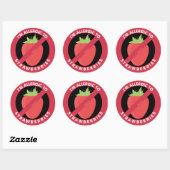 Sticker Rond Je suis Allergique aux fraises Symbole d'allergie  (Feuille)