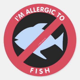 Sticker Rond Je suis Allergique aux poissons Aliments Symbole d