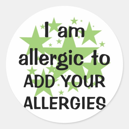 Sticker Rond Je suis allergique - Personnaliser avec l'allergie (Devant)