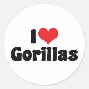Sticker Rond Je suis amoureux des gorilles à cœur - Amoureux de