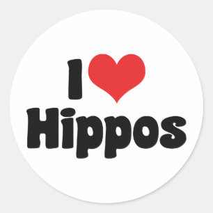 Sticker Rond Je suis amoureux des hippopotames à cœur - Amoureu