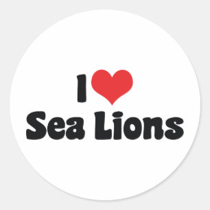 Sticker Rond Je suis amoureux des otaries à cœur