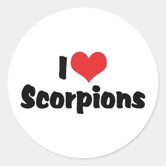 Sticker Rond Je suis amoureux des Scorpions de cœur (Devant)