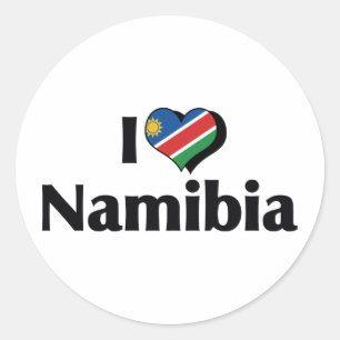 Sticker Rond Je suis amoureux du drapeau de Namibie