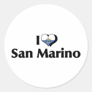 Sticker Rond Je suis amoureux du drapeau de Saint-Marin
