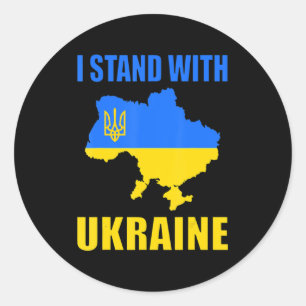 Sticker Rond Je Suis Avec La Carte De L'Ukraine Et Le Drapeau U