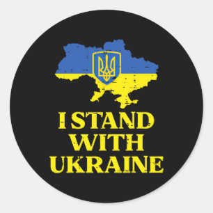 Sticker Rond Je suis avec la carte de l'Ukraine Soutien Ukraini