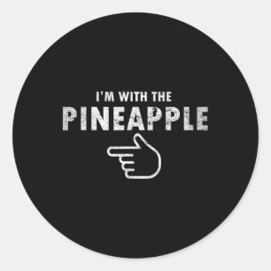 Sticker Rond Je suis avec l'ananas Halloween Costume amusant Co