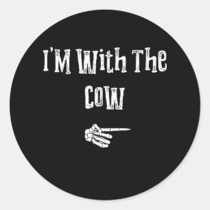 Sticker Rond Je suis avec le cadeau de l'éleveur de vache