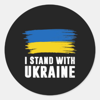 Sticker Rond Je Suis Avec Le Drapeau Ukrainien Ukrainien
