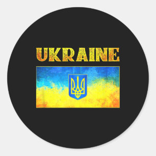 Sticker Rond Je suis avec le maillot de l'Ukraine Drapeau ukrai