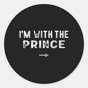Sticker Rond Je suis avec le prince déguisé pour un Halloween p