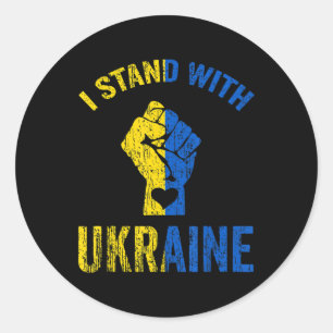 Sticker Rond Je Suis Avec Le Soutien Du Drapeau Ukrainien De L'