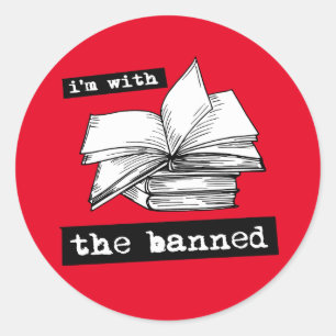 Sticker Rond je suis avec les livres interdits