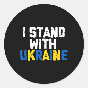 Sticker Rond Je suis avec l'Ukraine Allié Ami Drapeau de l'Ukra
