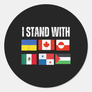 Sticker Rond Je suis avec l'Ukraine Canada Groenland Mexique Pa