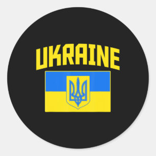 Sticker Rond Je Suis Avec L'Ukraine Distortie En Train De Lever