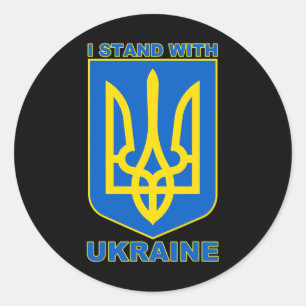 Sticker Rond Je suis avec l'Ukraine Drapeau ukrainien