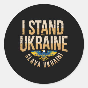 Sticker Rond Je suis avec l'Ukraine Slava Ukraini Gloire à l'Uk