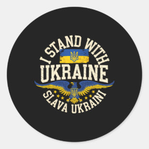 Sticker Rond Je suis avec l'Ukraine Slava Ukraini Gloire à l'Uk