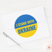 Sticker Rond Je Suis Avec L'Ukraine Solidarité Drapeau Ukrainie (Enveloppe)