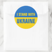 Sticker Rond Je Suis Avec L'Ukraine Solidarité Drapeau Ukrainie (Sac)