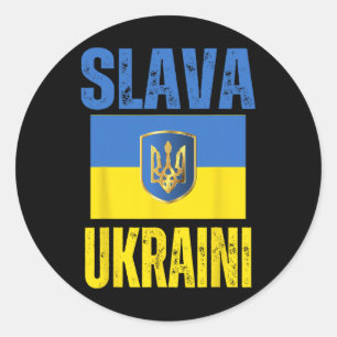 Sticker Rond Je suis avec l'Ukraine soutien drapeau ukrainien S