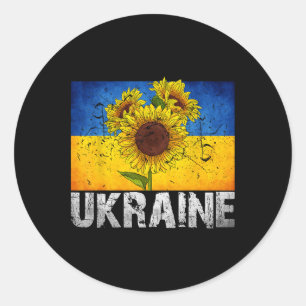 Sticker Rond Je suis avec l'Ukraine soutien tournesol drapeau u
