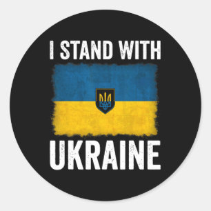 Sticker Rond Je suis avec l'Ukraine Soutien Ukraine Drapeau Ukr